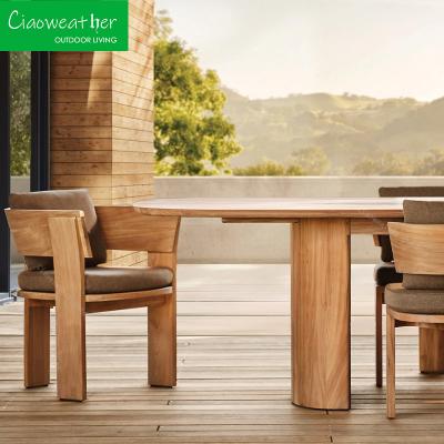 China Wooden Furniture Garden Furniture Dining Set Solid Wood Teak Courtyard Dining Armchair Wood Side Chair for Garden Dining for sale