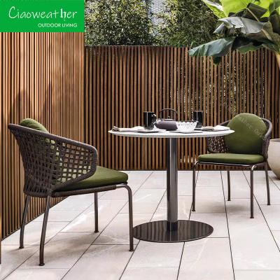 China Garden Furniture Set Style Aluminum Rope Outdoor Table and Chair Set with Waterproof Upholstery Cushion for sale