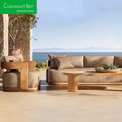 Cina Modern Garden Sofa Set Arredamento esterno di lusso Giardino in legno Impermeabile al fuoco Divano esterno Hotel Outdoor Teak Patio in vendita