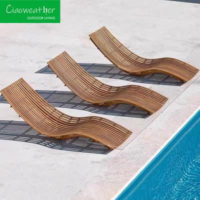 China Modern Outdoor Furniture Villa Hotel Garden Solidwood Teak Lounge Chair for Terrace Swimming Pool Relaxation for sale