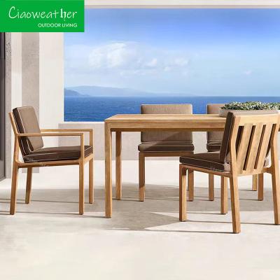 China Hotel Garden Leisure Furniture Set Customized Color Teak Dining Chairs for Villa Terrace Modern Wooden Chairs for sale