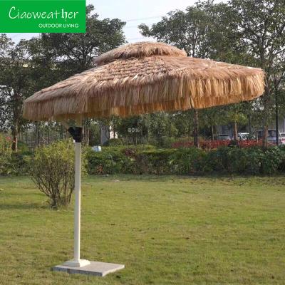 China Teakwood Frame Waterproof Hawaiian Beach Umbrella for Hotel Restaurant Banquet Home Coffee Patio Sun Shade Waterproof for sale