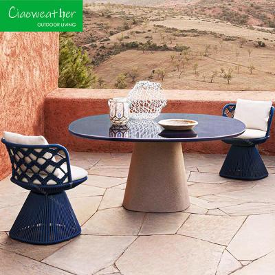 China Hotel Patio and Living Room Modern Outdoor Garden Chair Set with Waterproof Upholstery Cushion in Customized Color for sale