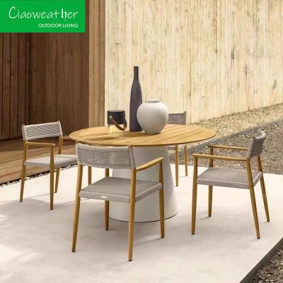 China Custom Design Teak Wood Table Chair Set Modern Outdoor Furniture for Hotel Restaurant Banquet for sale