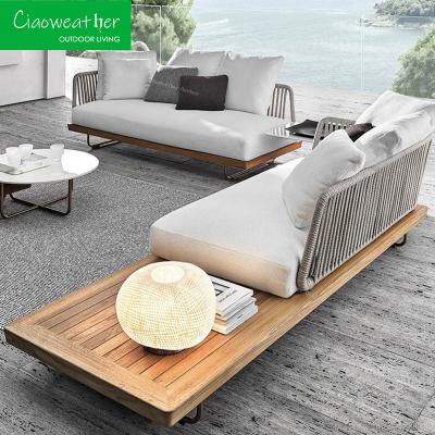 China Modern Design Style Teak Wood Patio Garden Furniture Chaise Lounge Outdoor Garden Corner Sofa for Comfort and Durability for sale