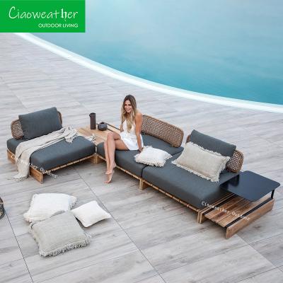 China Teak Outdoor Furniture Garden Sofa Lounge Sets Customized Color Set Sofa Type Customized for sale