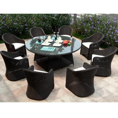 China Outdoor Rattan Wicker Dining Set Möbel für den Garten Terrasse Esstisch und Stuhl Set zu verkaufen