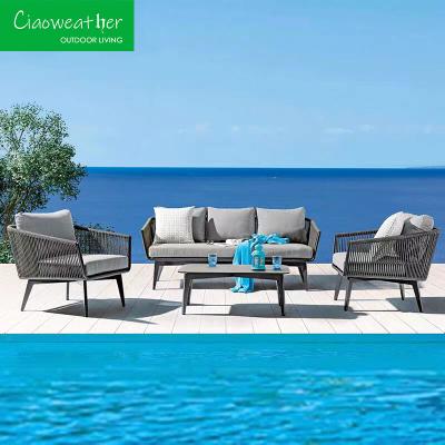 China Direct Luxury Outdoor Rattan Patio Furniture Conversation Garden Rattan Sofa Set Customized Color for sale