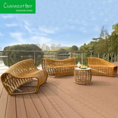 China Outdoor Cushioned Furniture Waterproof Aluminum Garden Sofa Set with Cushioned Seats and Water-Resistant Fabric for sale