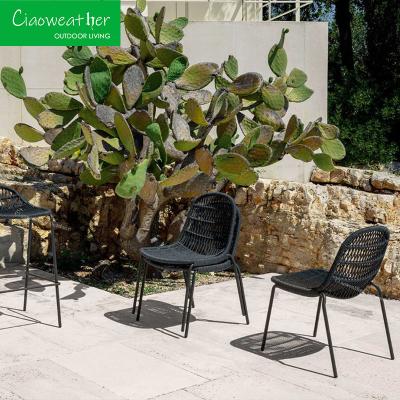 China Outdoor Balcony Patio Dining Furniture Modern Design Aluminum Garden Bistro Metal Chairs with Teak Armrest for sale