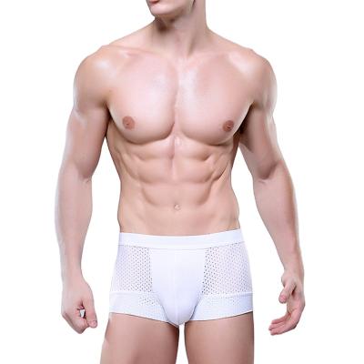 China Antibacterial High Quality Solid Color Hollow Out Comfortable Boxers Men's Breathable Boxer Underwear for sale