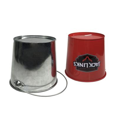 China Sustainable Mini Snack Metal Bucket Tin Bucket With Wire Handle for sale