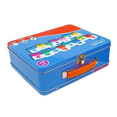 China Recycled Materials Lunch Box Letters Spelling and Letter Recognition Teaching Tin Box Training Case Metal Tin for sale