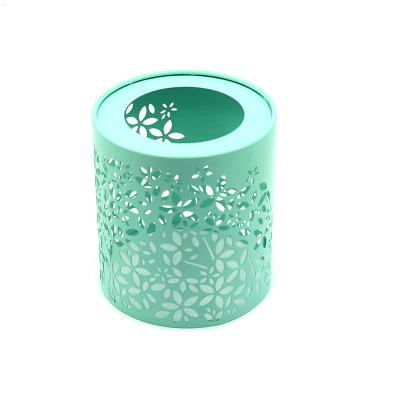 China Scented candle shade tin pierced candle cover hollow-carved design candle metal tin hollowed-out box for sale