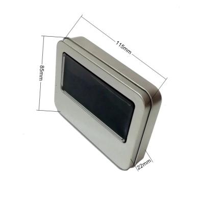 China Recyclable Logo Design Rectangular USB Cable Tin Box With Full Customized PVC Window for sale