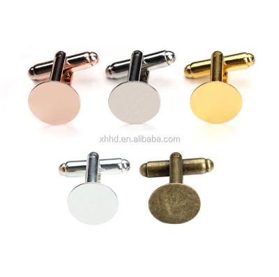 China Jewelry Decoration Fashion Round Metal Cufflink 6/8/10/12/15mm Single Back Cuff Link Backs Blanks Plate Findings Cfflink for sale