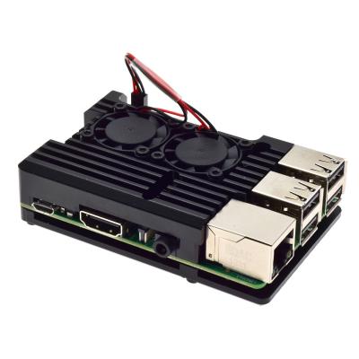 China Raspberry Pi 3 B/B+ RPI 3B+ Model Box with Dual Metal Shell Black Enclosure Raspberry Pi 3 B Aluminum Case Fan Model for sale