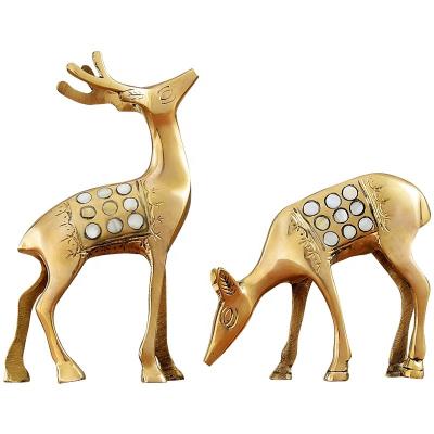 China China Morden Copper Deer Fritillaria Brass Deer Indoor Decorative Statue For Home Office Decor for sale