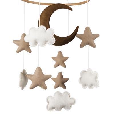 China 100% Handmade Crib Mobile Eco-friendly Classic Color Baby Nursery Decor Baby Star Moons Felt Baby Mobile for sale