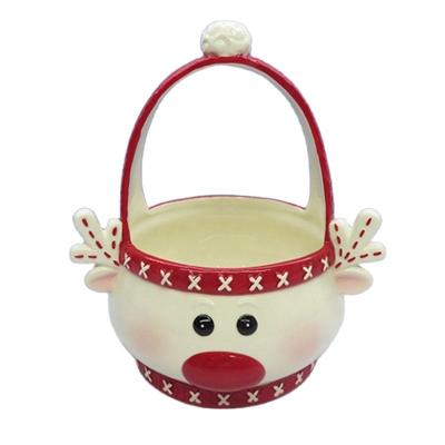 China Best Viable Selling Classic Ceramic Reindeer Christmas Decoration Fruit / Candy Basket for sale