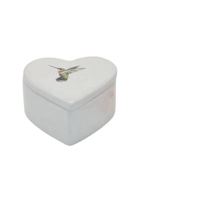 China Cheap heart ceramic concise shape jewelry box ceramic container for sale