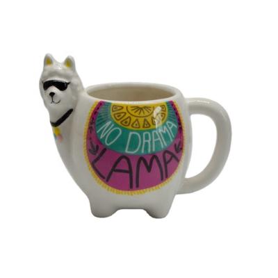 China 3D Earthenware Ceramic / Pottery Sustainable Custom Eco - Friendly Animal Mug , Llama Cup Mug For Sale for sale