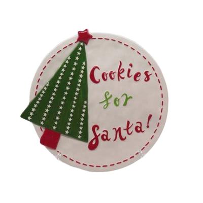 China Sustainable Custom Ceramic Christmas Cookie For Santa Plate for sale