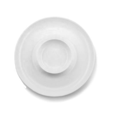 China Round Shape Sustainable Classic Chip Ceramic Bowl And White Dip Serving Plate for sale