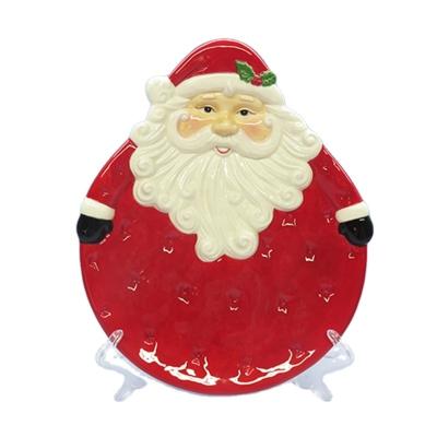 China Santa Head Candy Tray Holiday Ceramic / Dolomite Christmas Red Sustainable Dish for sale