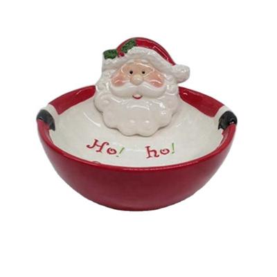 China Viable Personalized Ceramic Christmas Santa Claus Candy Bowl Large Capacity for sale