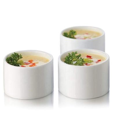 China Sustainable Custom Pure White Ceramic Round Soup Bowl Set Of 3 for sale