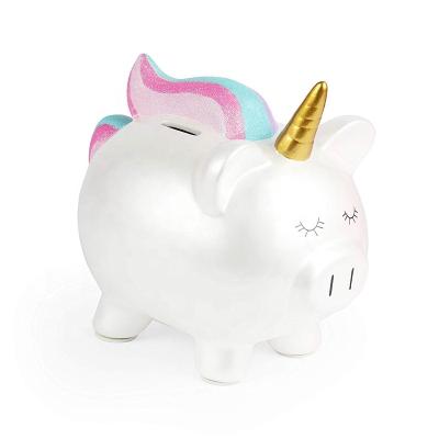 China Hot Sales Shape Ceramic Rainbow Unicorn Piggy Bank White Fashion Hot Sales Ceramic Rainbow Unicorn Piggy Bank White for sale