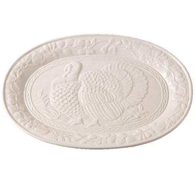 China Sustainable Large Custom White Porcelain Serving Turkey Tray for sale