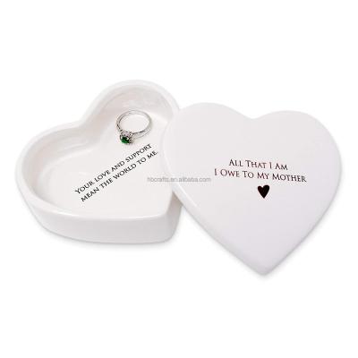 China Ceramic Jewelry Packaging Display Heart Keepsake Box Or Jewelry Box Case With 