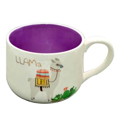 China Sustainable Full Color Ceramic Coffee Mug Custom Llama Printing Ceramic Mug for sale