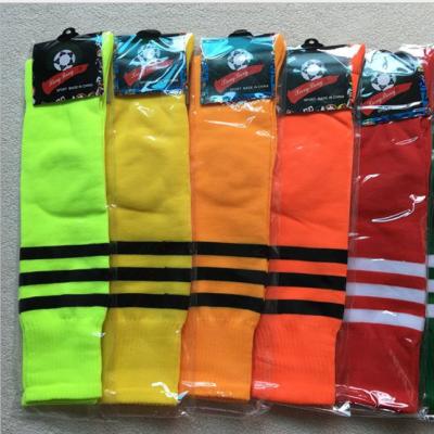 China Breathable Cheap Price Solid Color Stripe Design For Sweat Absorption Long Sleeve Sports Socks High Quality Football for sale