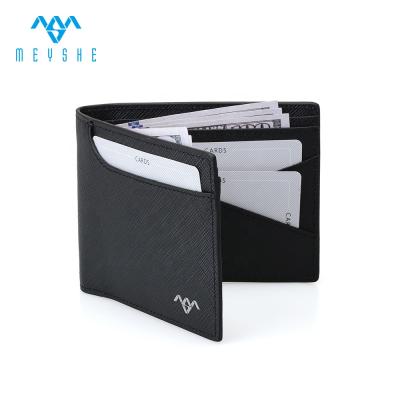 China Custom made black high quality genuine leather thin wallet rfid rfid card holder for men for sale