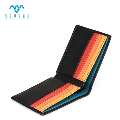 China New Design RFID LOGO Full Grain Genuine Leather Custom Slim Wallet For Men for sale