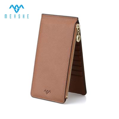 China Custom Made High Quality Genuine Leather RFID Zipper Card Holder Clasp Wallet For Women for sale