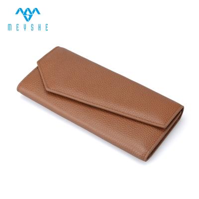 China Custom RFID Fashion Womens Long Wallet Made Of Genuine Cow Leather for sale