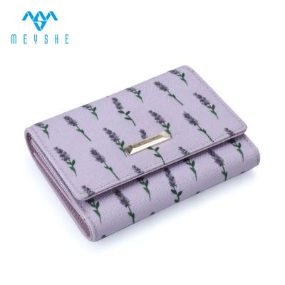 China rfid purple rfid sublimation shorts genuine leather wallet for women ladies fashionable purse for sale