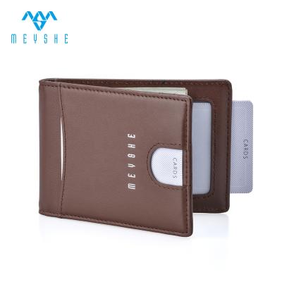 China RFID Full Grain Leather Double Sided Stainless Money Clip Wallet With Card Pop for sale