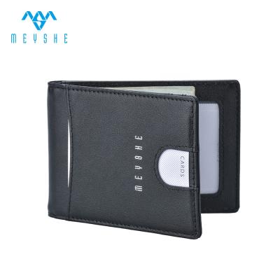 China RFID Full Grain Leather Metal Stainless Pop Up Wallet With Silver Clasps for sale