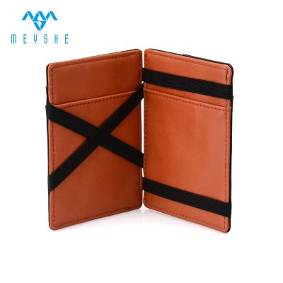 China NATIONAL 2022 Custom PU Leather Black Slim Magic Wallet With Pop Up Card Holder for sale