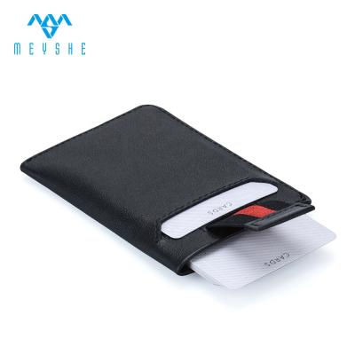 China Genuine Black NATIONAL Grain Business OEM Thin Leather Pull Up Blank Card Holder for sale