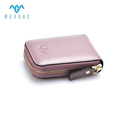 China RFID Fashion Premium Good Cowhide Small Card Holder Women Wallet Genuine Leather Purse for sale