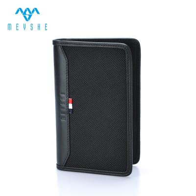 China ENGLAND STYLE European Style Ballistic Nylon Genuine Leather Passport Card Holder Cover Custom Case for sale