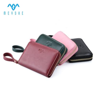 China Pink Genuine Leather NATIONAL Wallet Small Student Card Holder Clutch Purse For Gift for sale