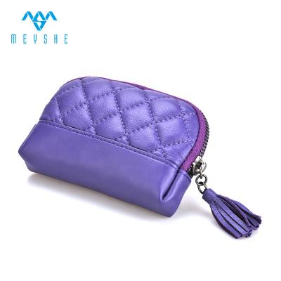 China High Quality Purple Sheepskin Girls Small Change Leather Purse Custom Made NATIONAL for sale