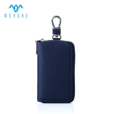 China NATIONAL High Quality Leather Zipper Key Case Car Key Holder Navy With Metal Key Chain Pebble 15-18days Embossed National 3-5days 100pcs for sale